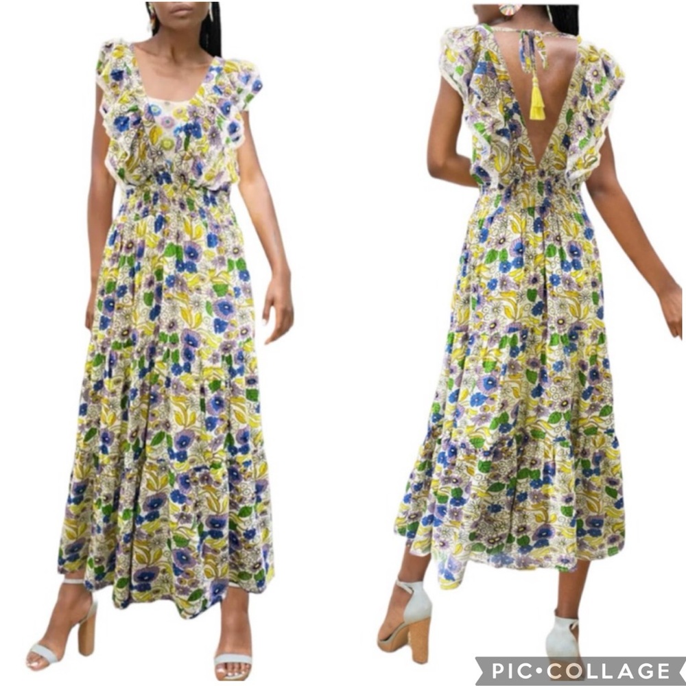 Barok‎ Paris Kitch & Pop Floral Ruffle Maxi Dress M